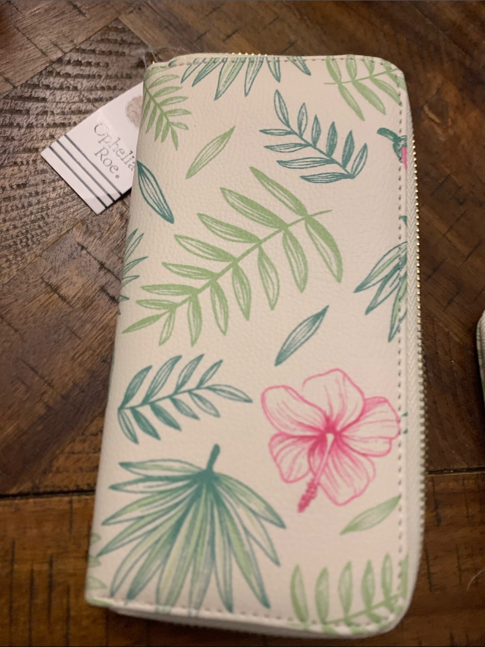 Floral Zip-Around Wallet in Cream and Pink